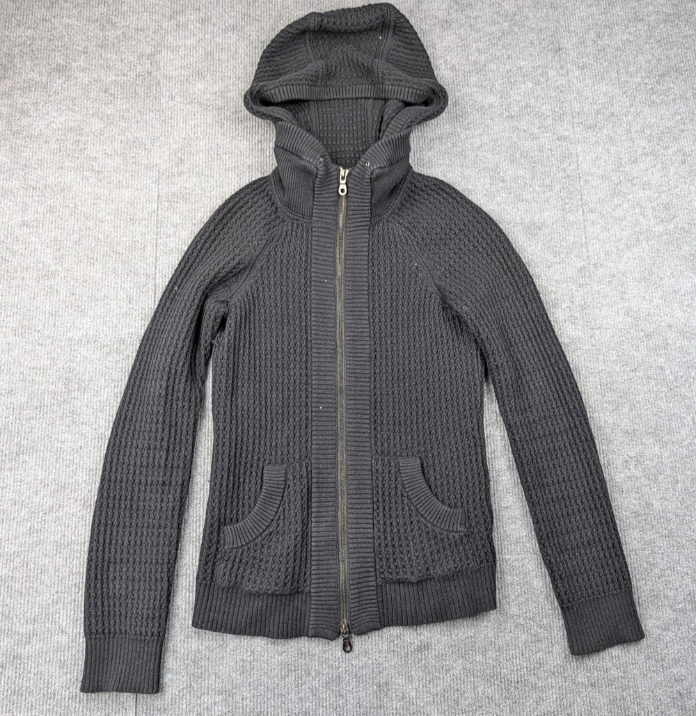 Martin + Osa Hooded Cardigan Womens Small Waffle Knit Angora Rabbit Y2K Anthro